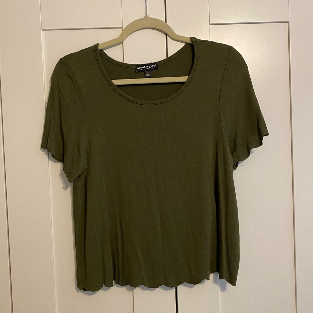 Olive green scalloped shirt